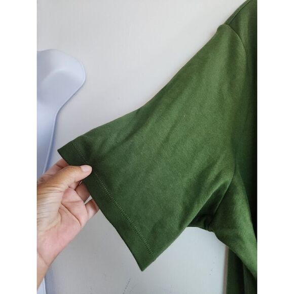 Quacker Factory Women Dark Green w/Brown Leaf Embroidery Cotton Shirt size 2X - Picture 2 of 7